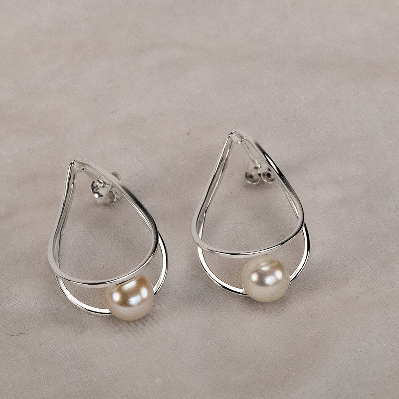 Post Drop Wire Fresh Water Pearls Earrings